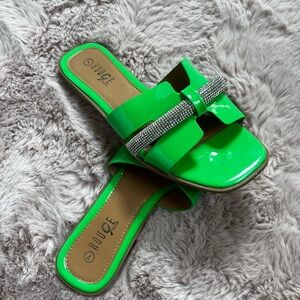 Women's Green Slide Sandals